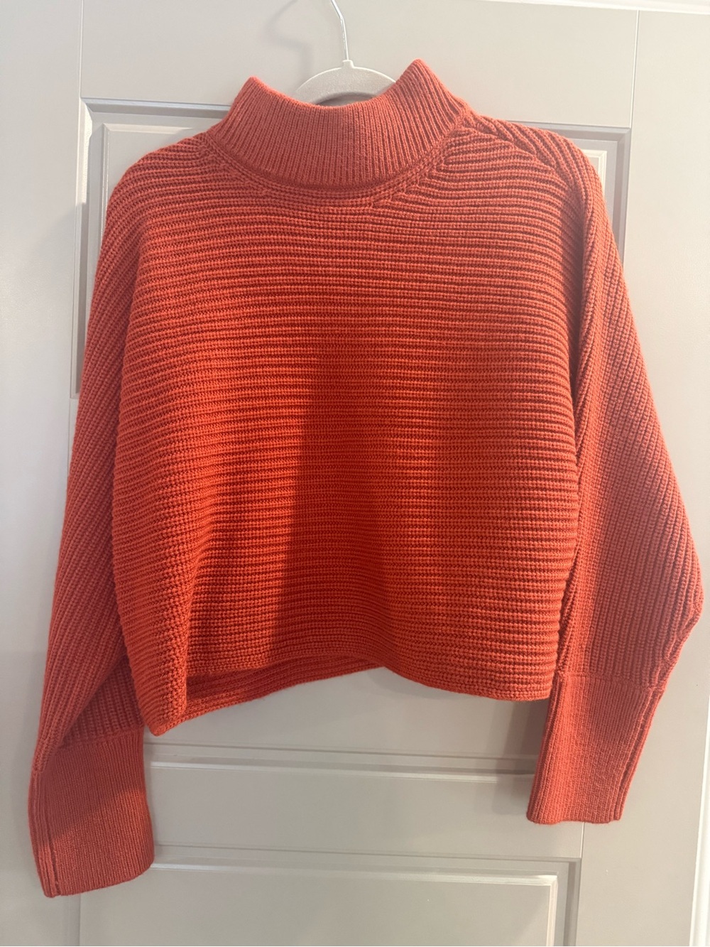 Gianni Bini Cropped Ribbed Turtleneck Sweater - Orange Size L